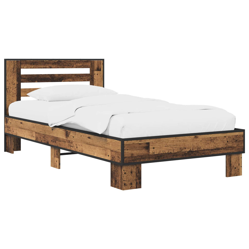 Estructura de cama con cabecero Madera envejecida 80 x 200 cm