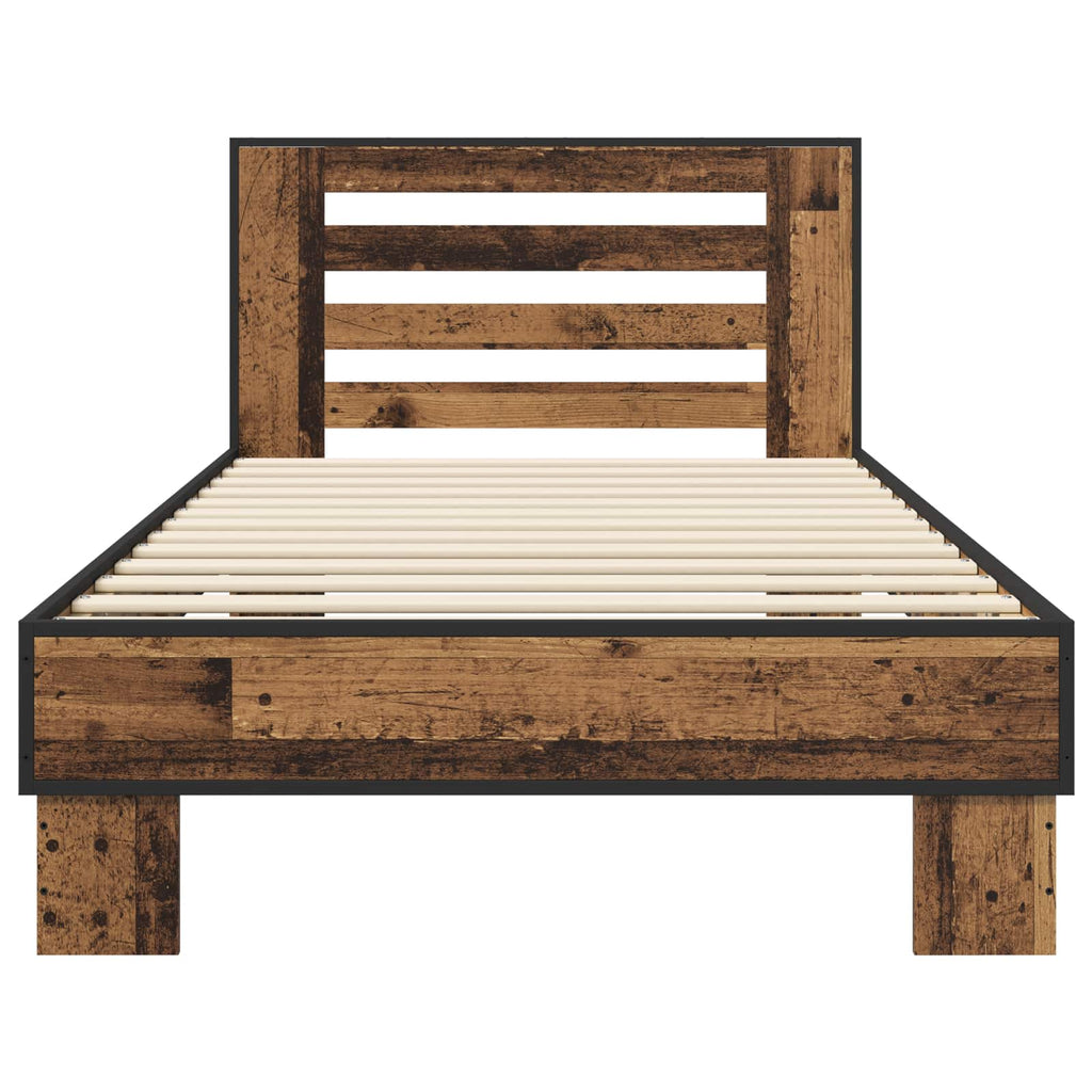 Estructura de cama con cabecero Madera envejecida 80 x 200 cm