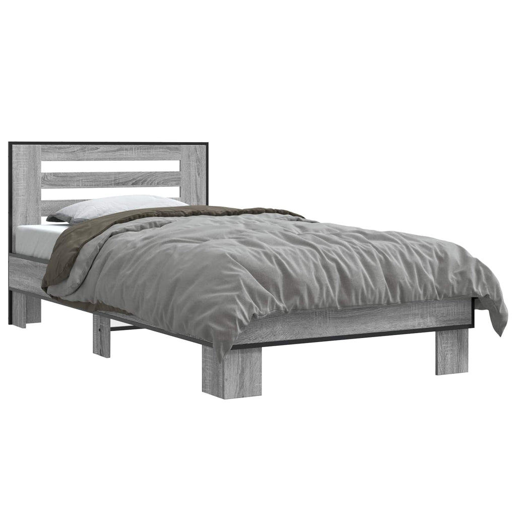 Estructura de cama con cabecero Sonoma gris 80 x 200 cm