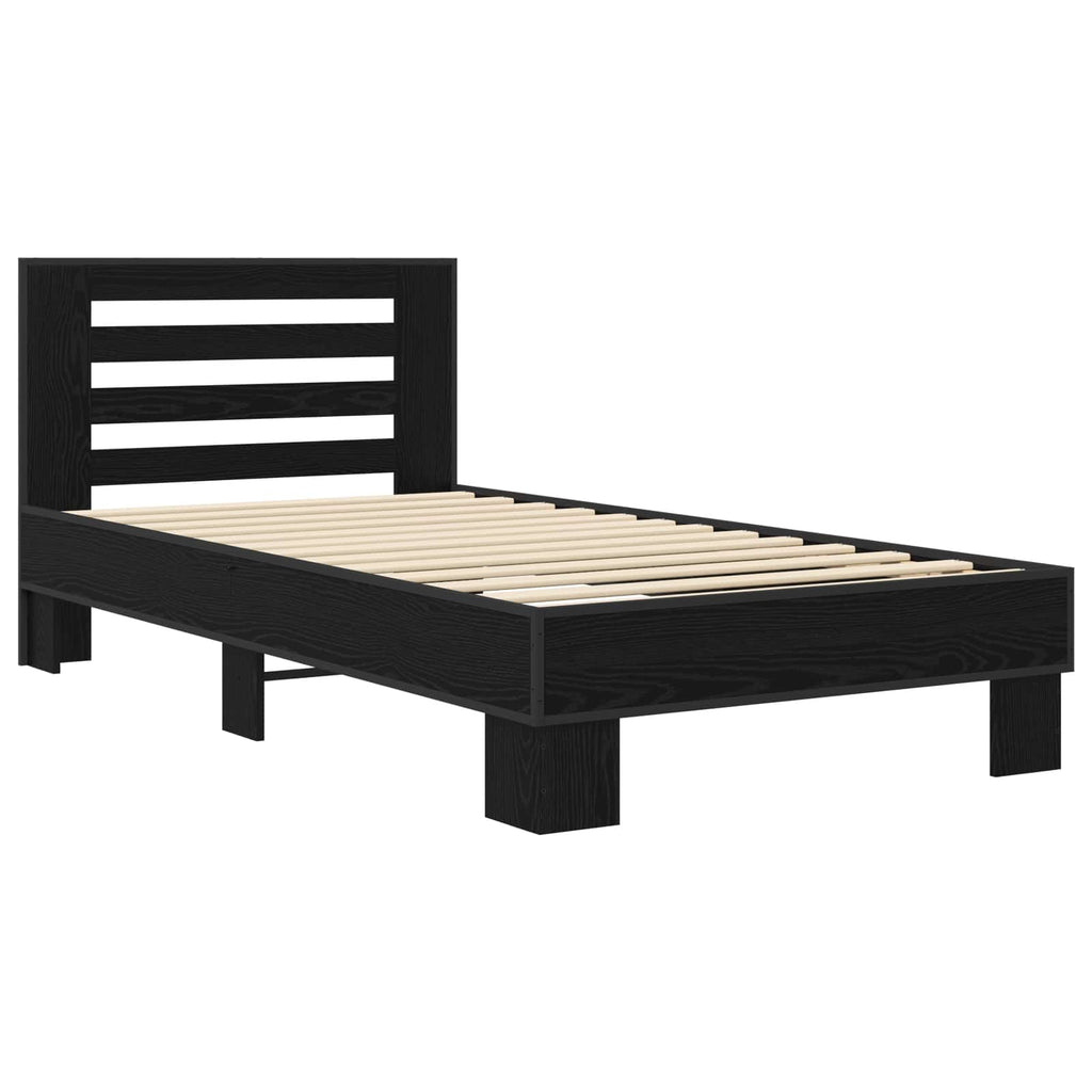 Estructura de cama con cabecero Roble Negro 80 x 200 cm