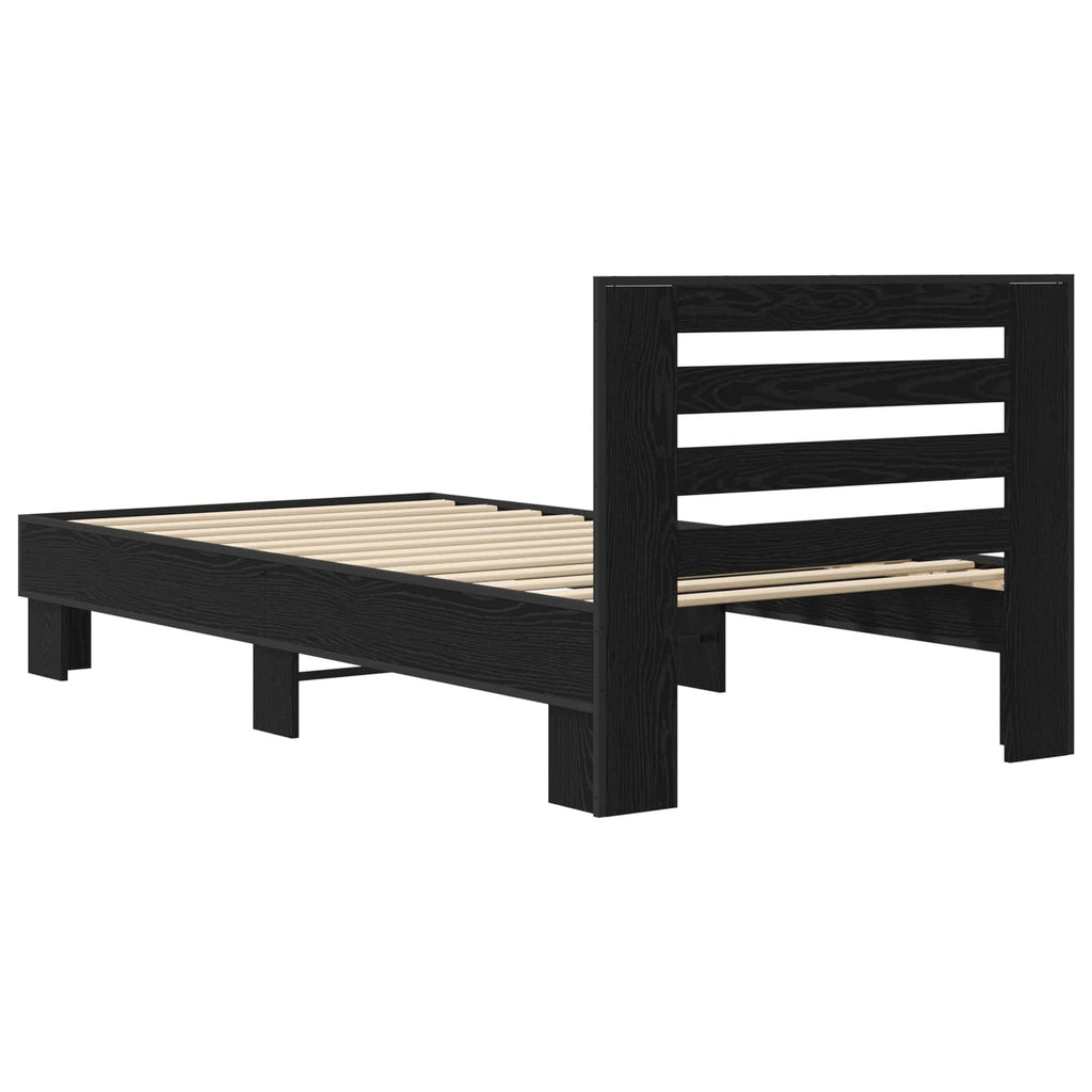 Estructura de cama con cabecero Roble Negro 80 x 200 cm