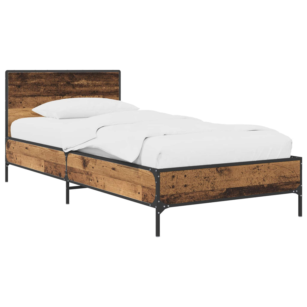 Estructura de cama con cabecero Madera envejecida 80 x 200 cm