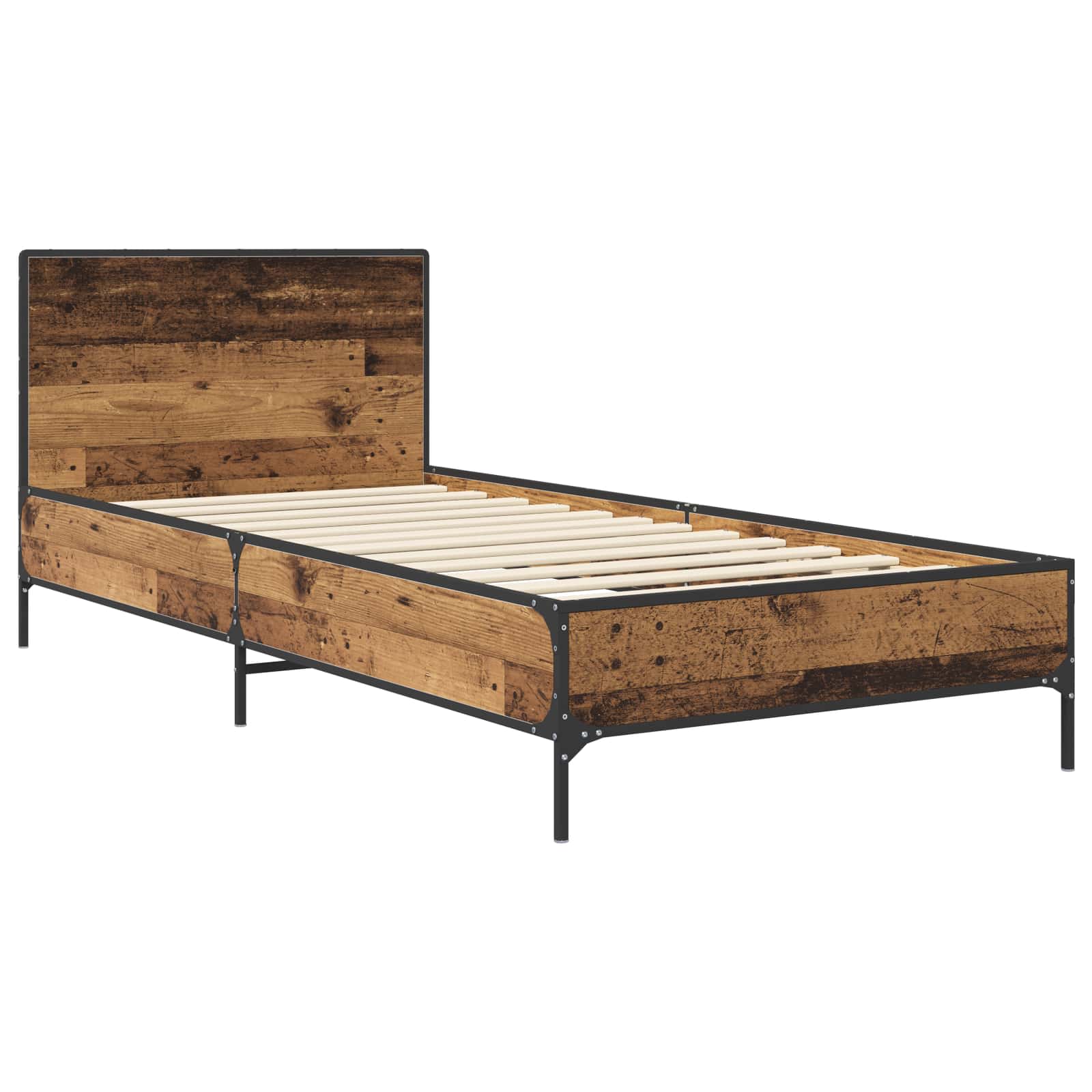 Estructura de cama con cabecero Madera envejecida 80 x 200 cm