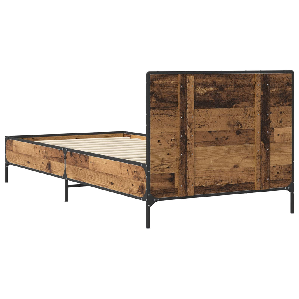 Estructura de cama con cabecero Madera envejecida 80 x 200 cm