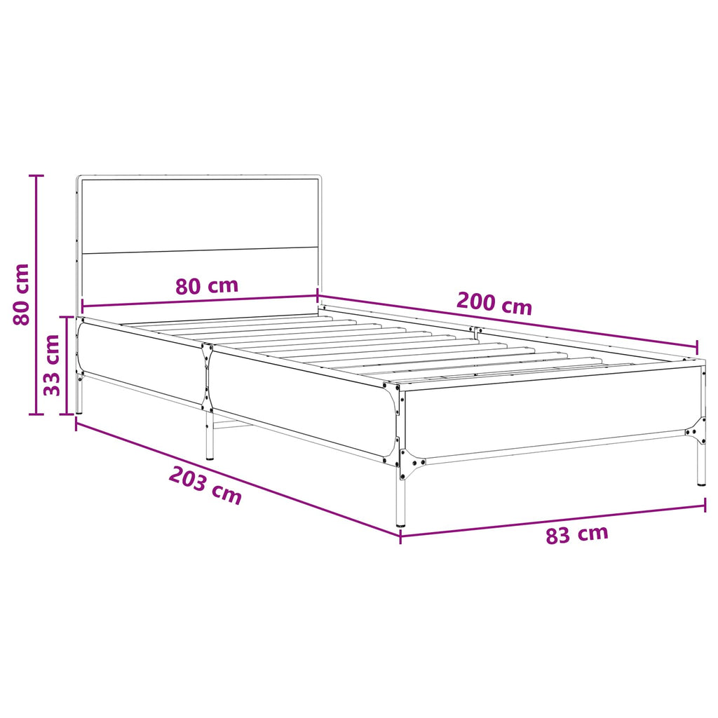 Estructura de cama con cabecero Madera envejecida 80 x 200 cm