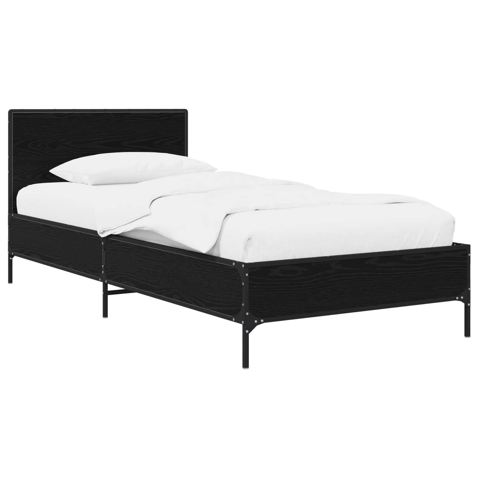 Bed frame with headboard Distressed wood 80 x 200 cm
