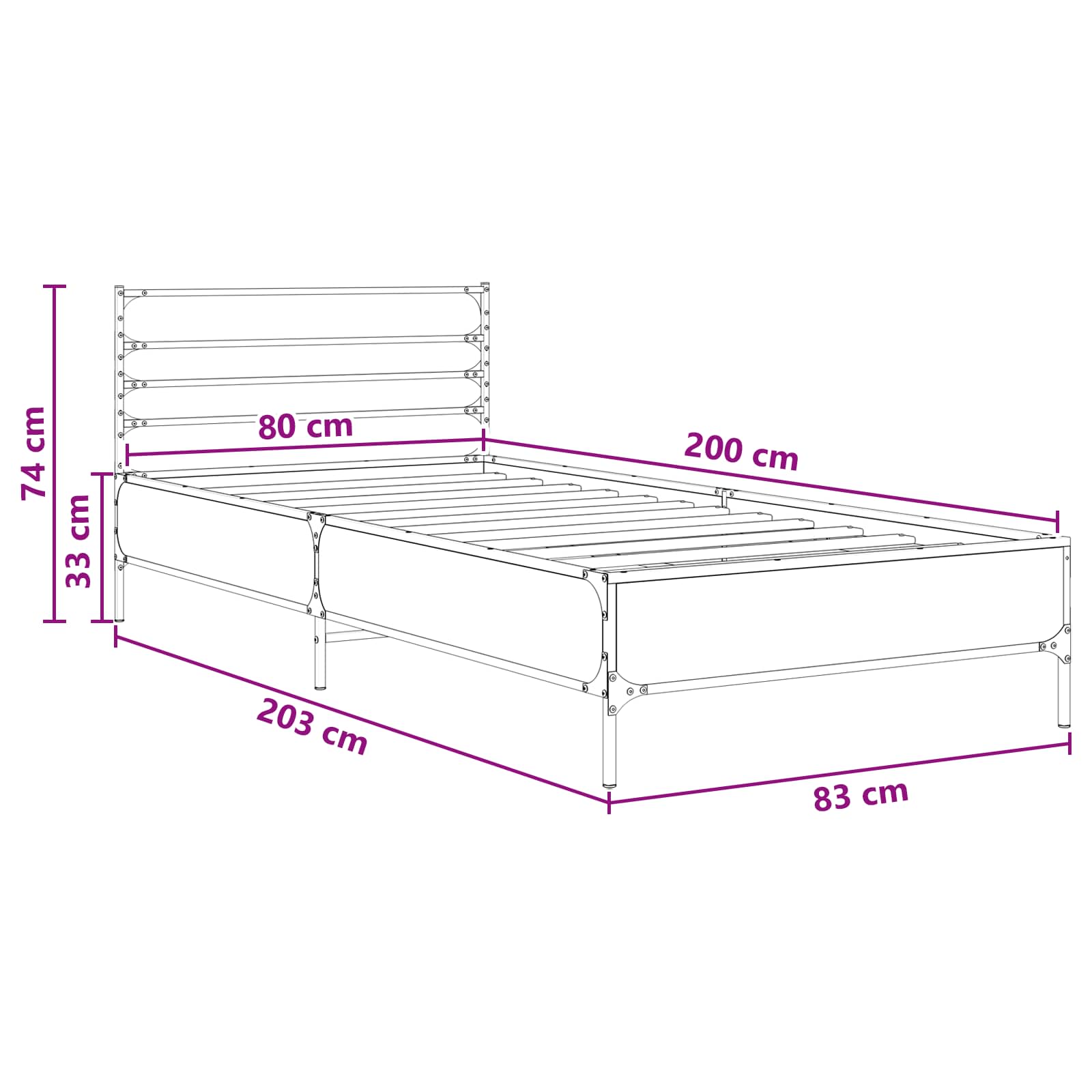 Estructura de cama Madera envejecida 80 x 200 cm