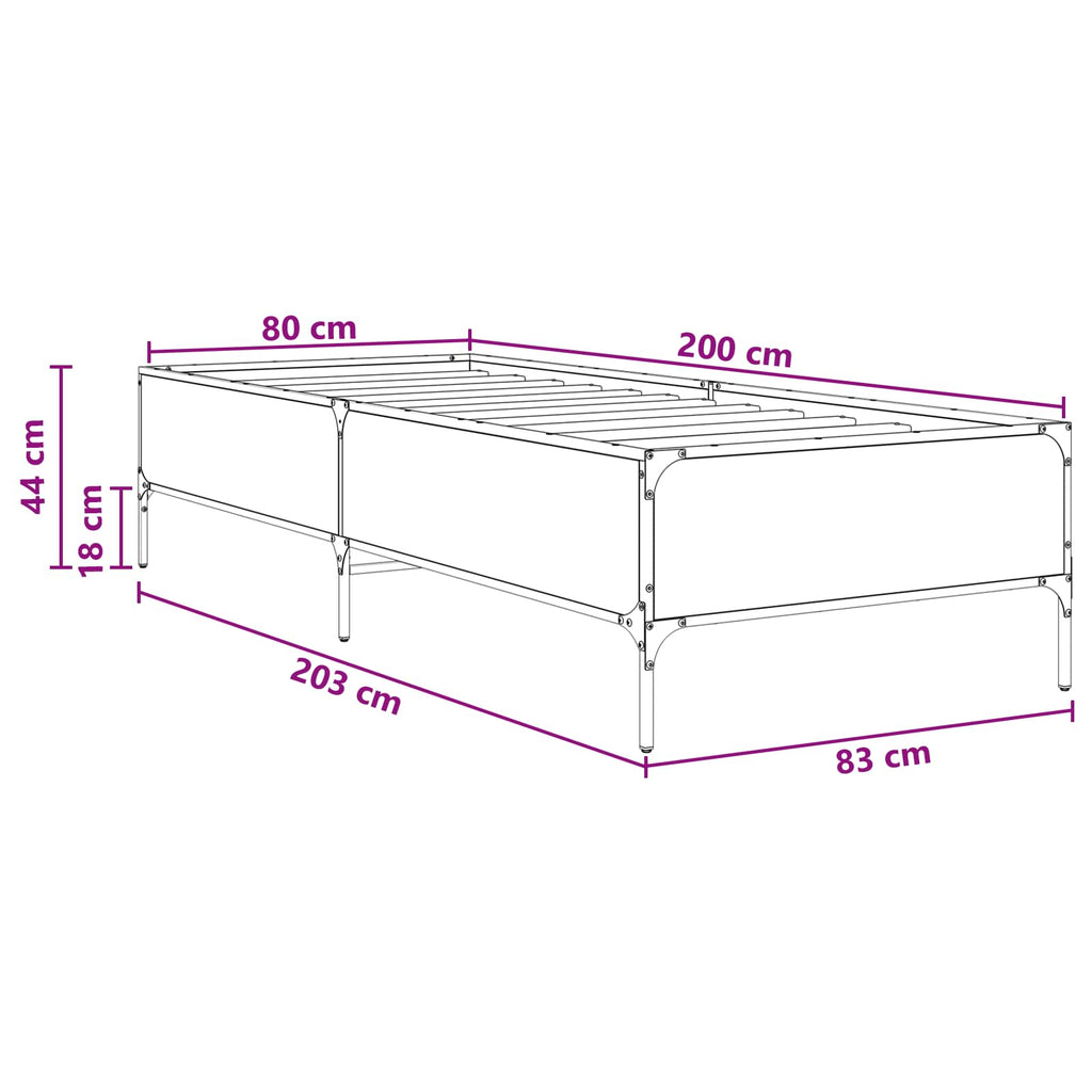 Estructura de cama Madera envejecida 80 x 200 cm