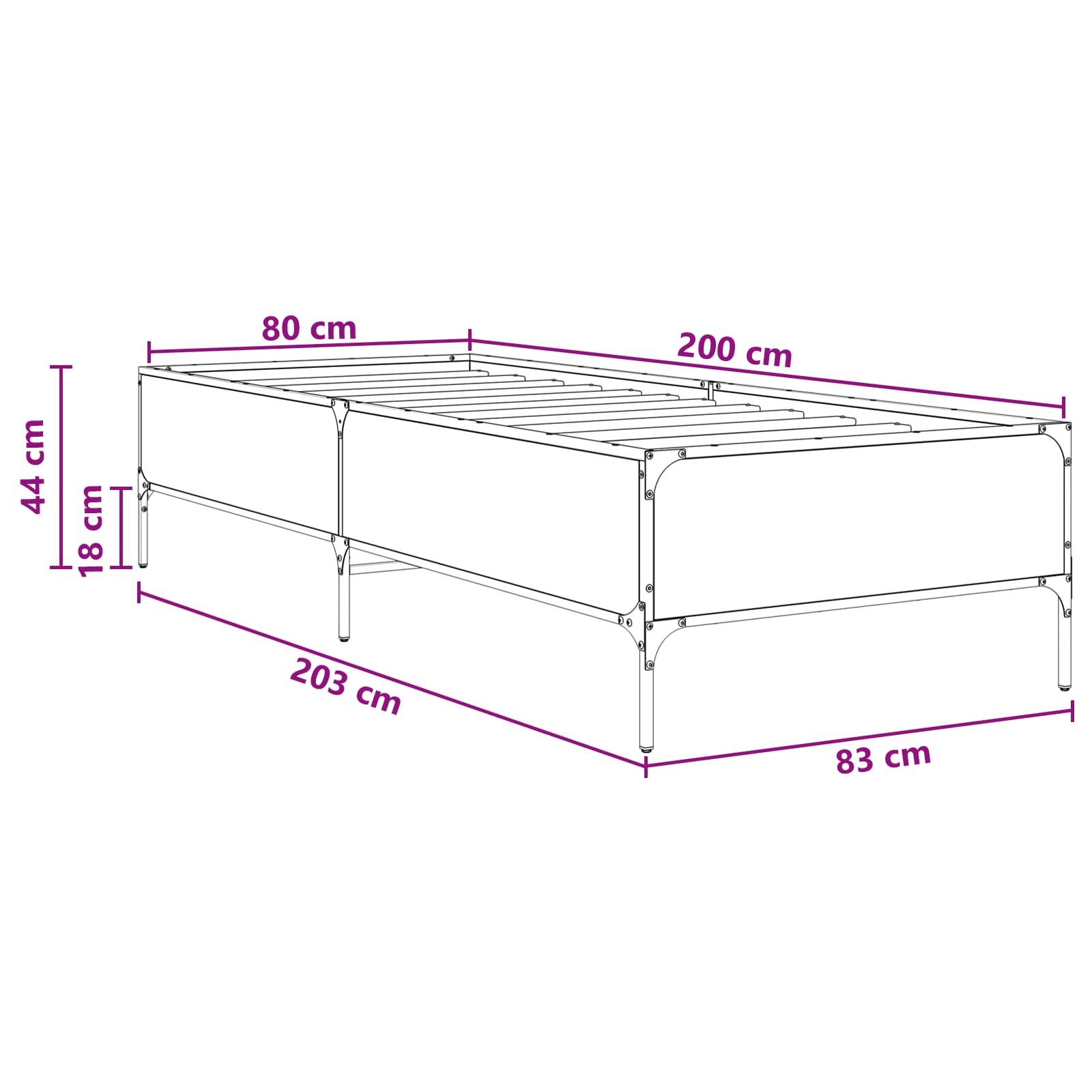 Estructura de cama Madera envejecida 80 x 200 cm