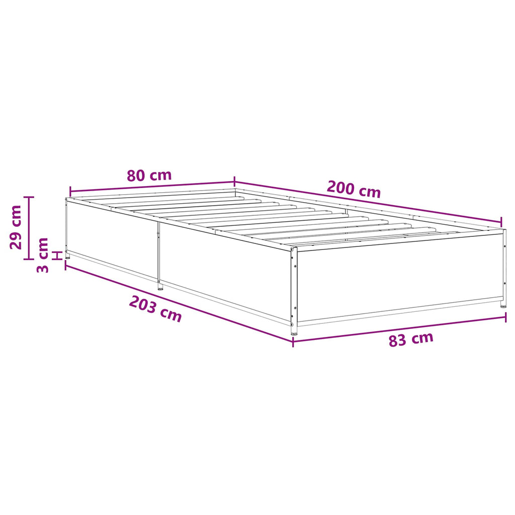 Estructura de cama Madera envejecida 80 x 200 cm