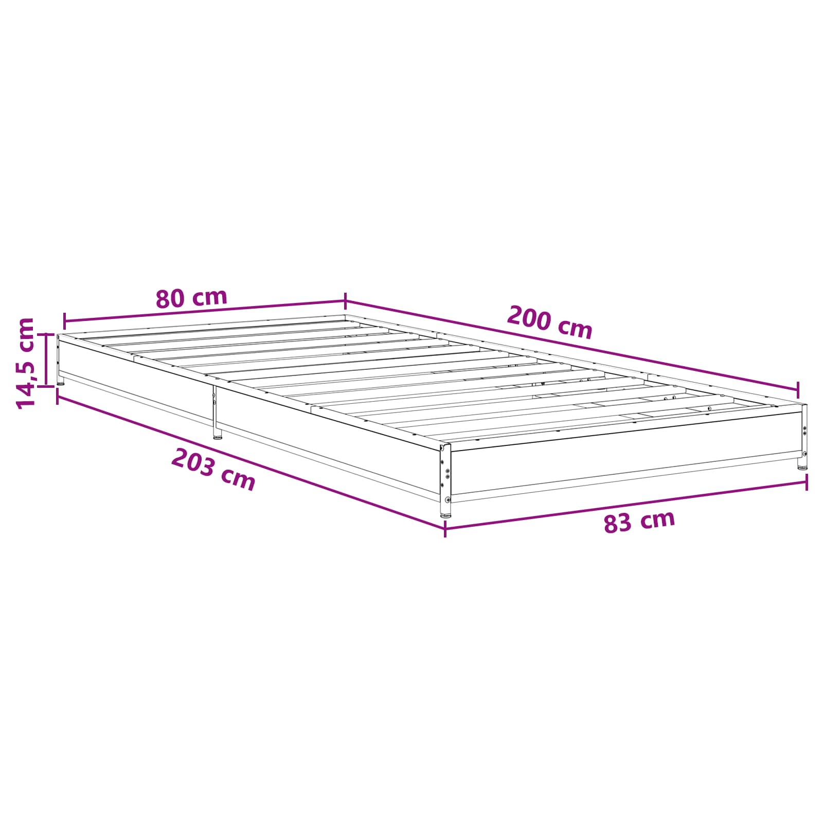 Estructura de cama Madera envejecida 80 x 200 cm