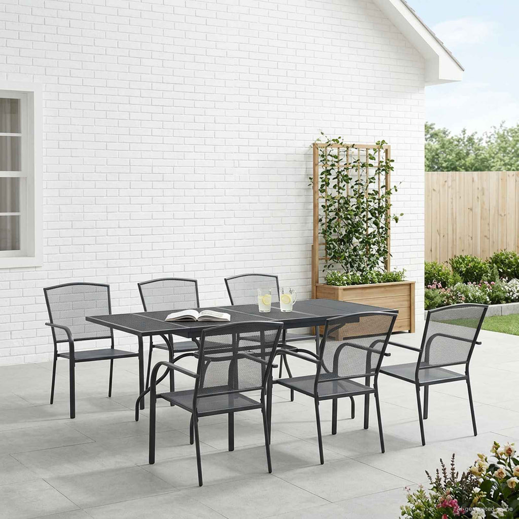 Conjunto de Comedor de Jardín 7 pcs Gris antracita