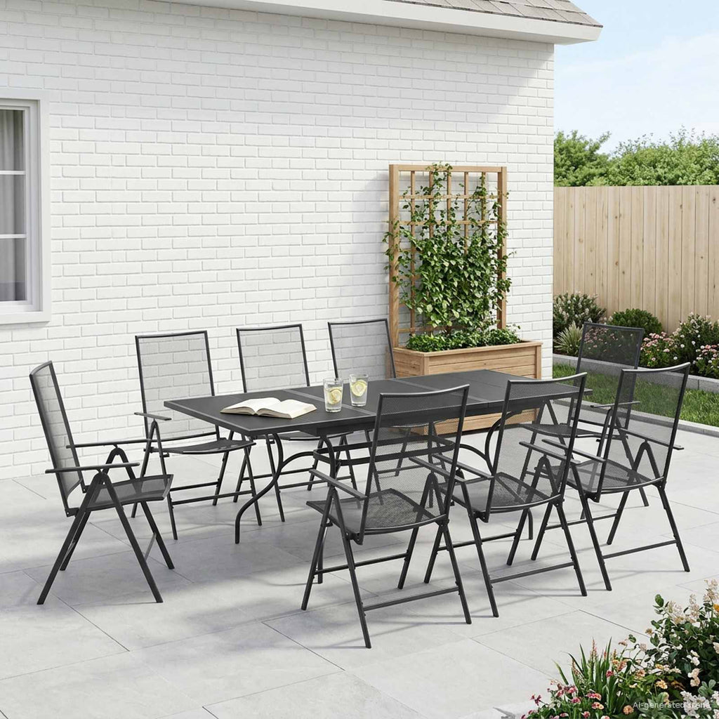 Conjunto de Comedor de Jardín 9 pcs Gris antracita