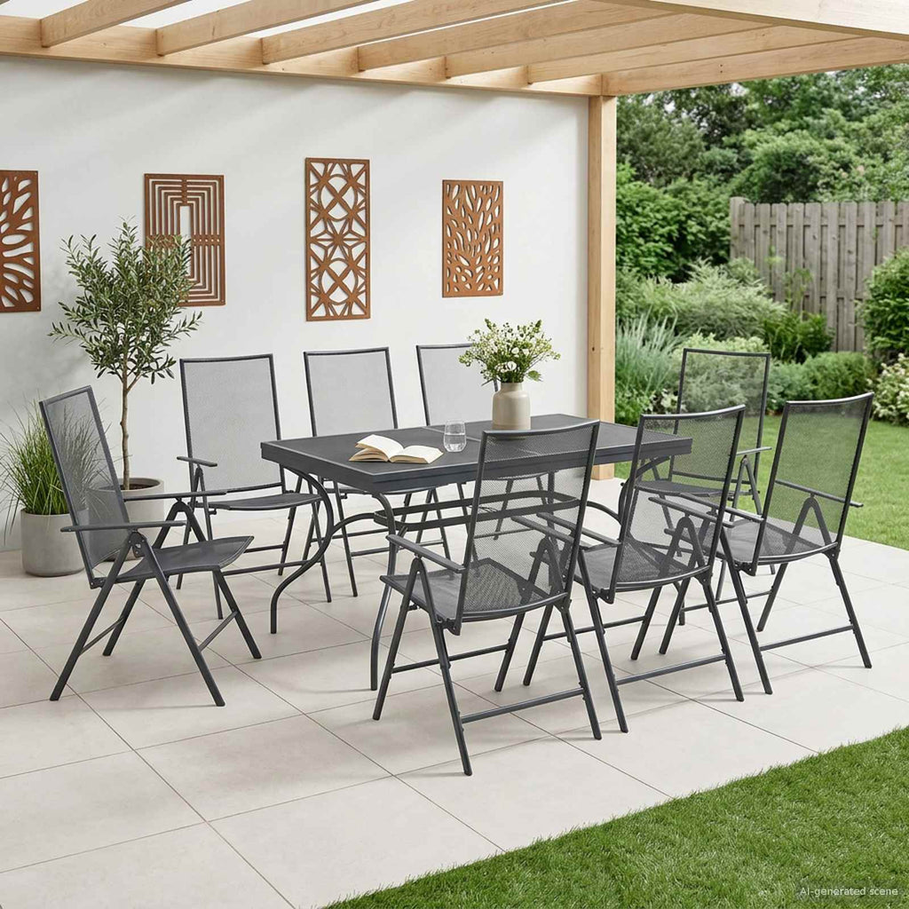Conjunto de Comedor de Jardín 9 pcs Gris antracita