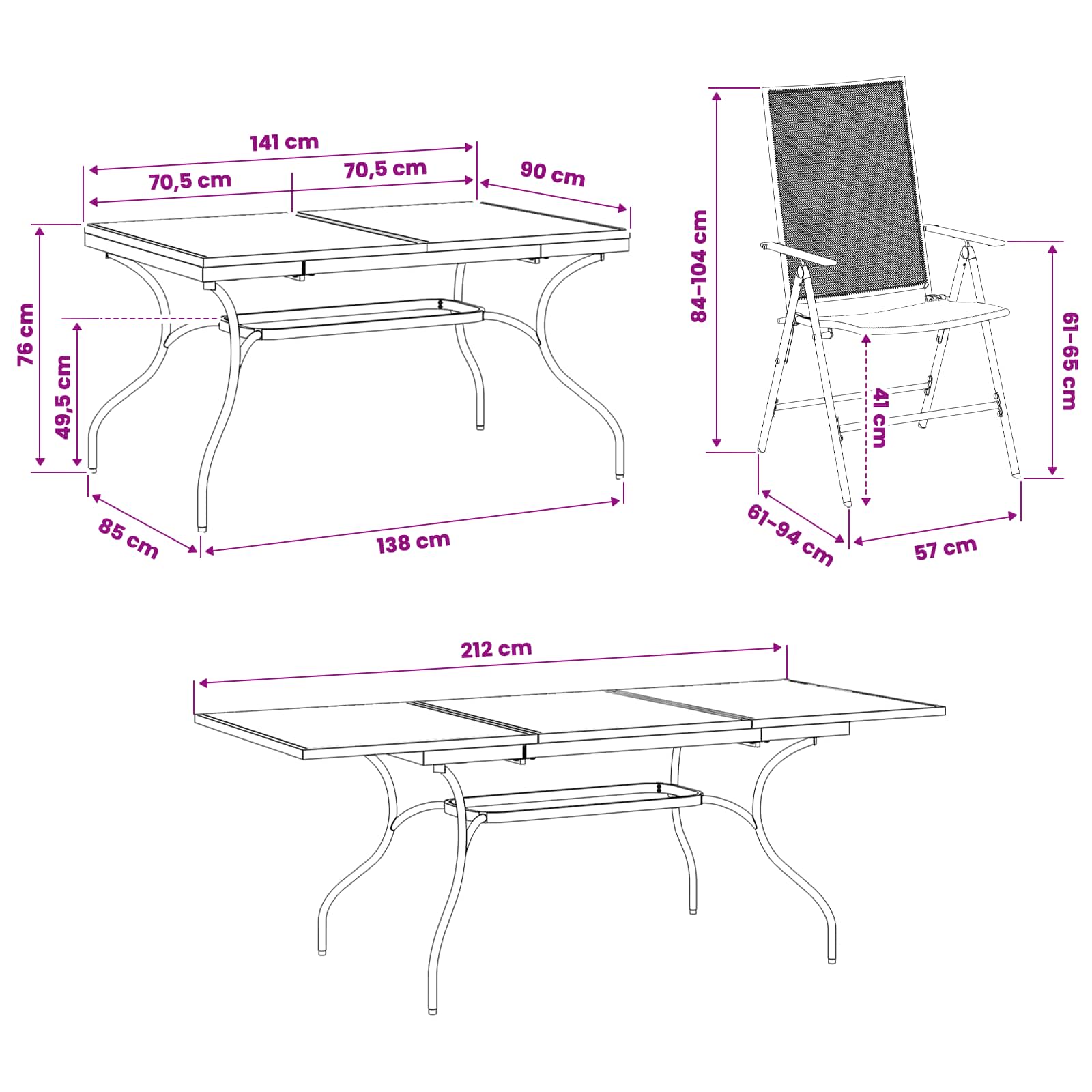 Conjunto de Comedor de Jardín 9 pcs Gris antracita