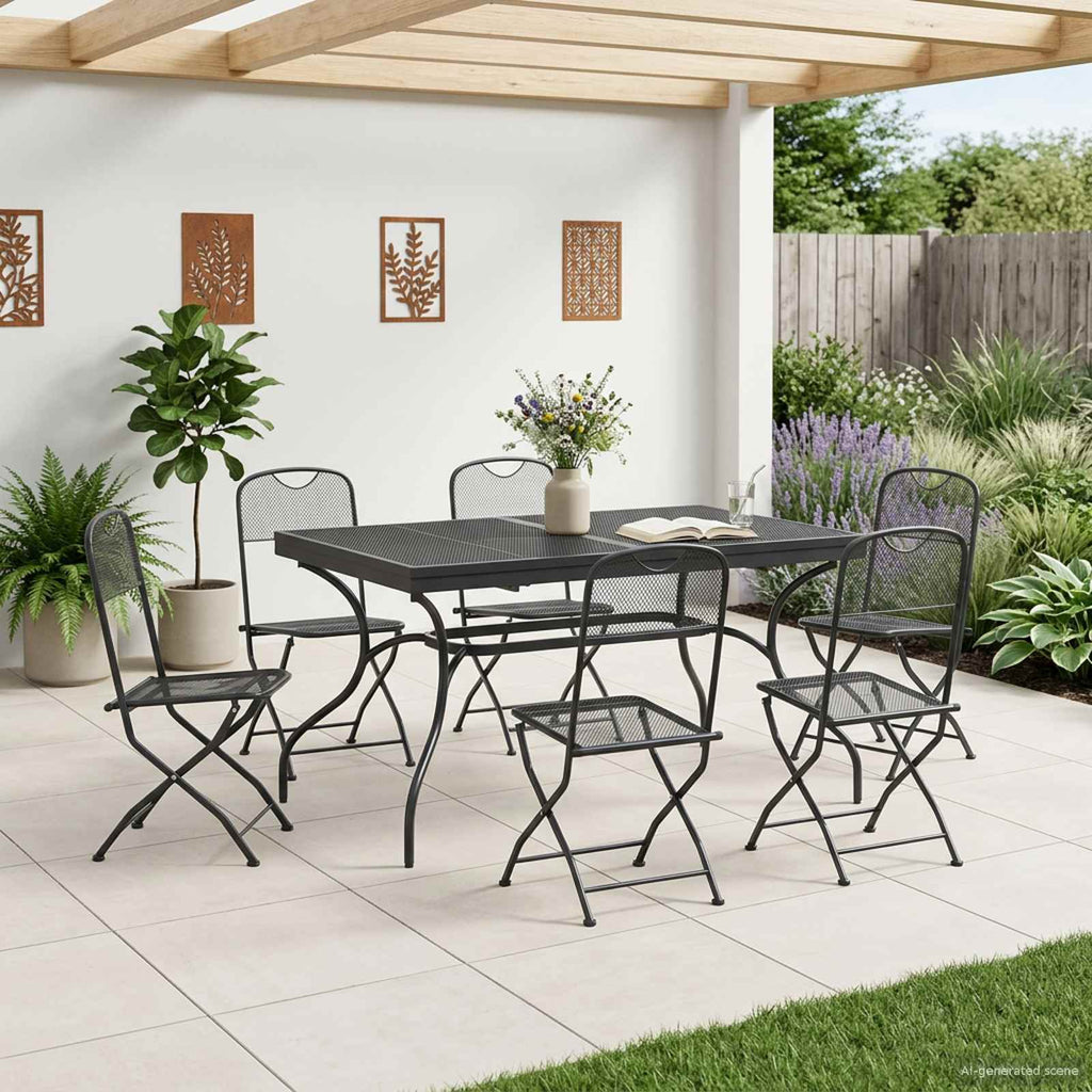 Conjunto de Comedor de Jardín 7 pcs Gris antracita