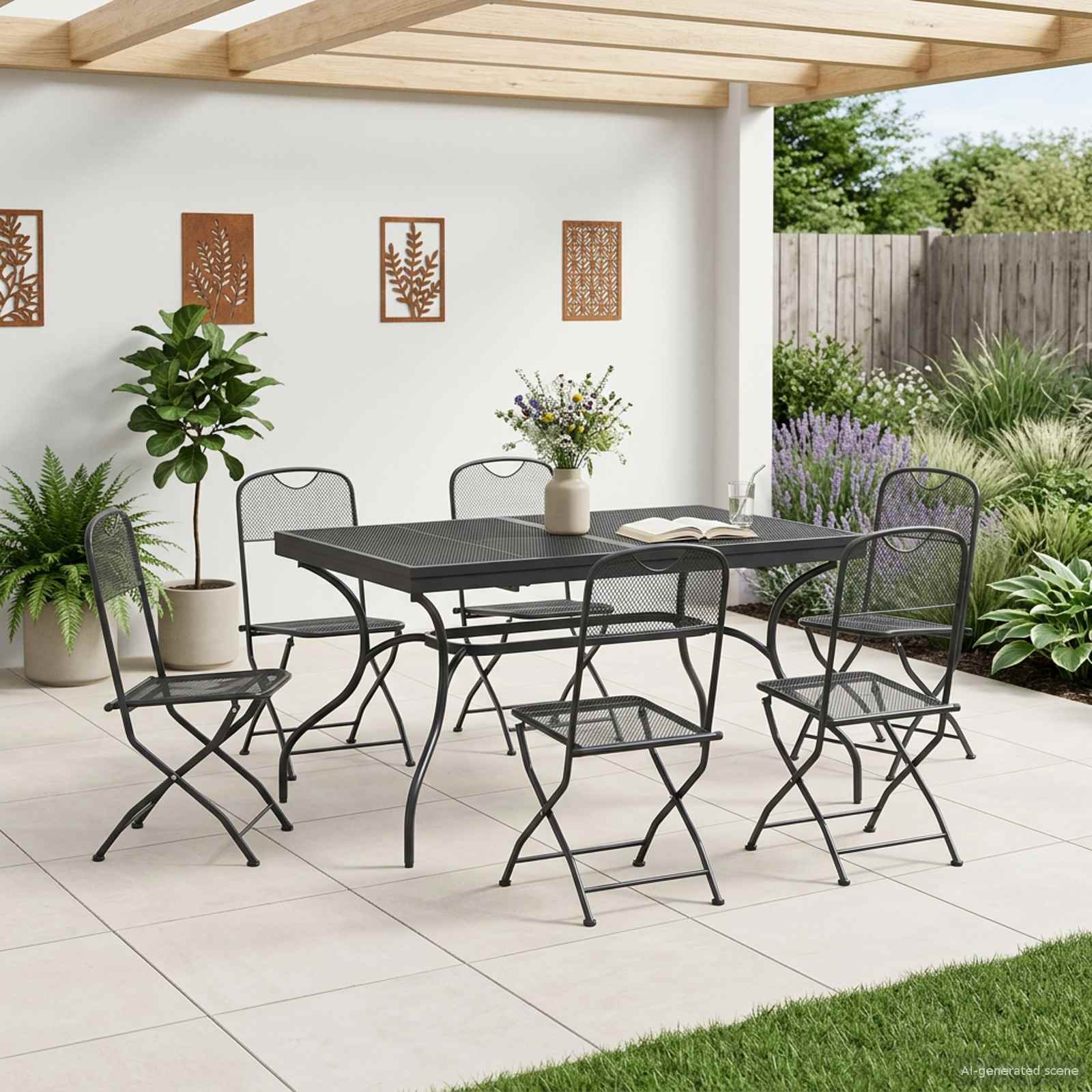 Conjunto de Comedor de Jardín 7 pcs Gris antracita