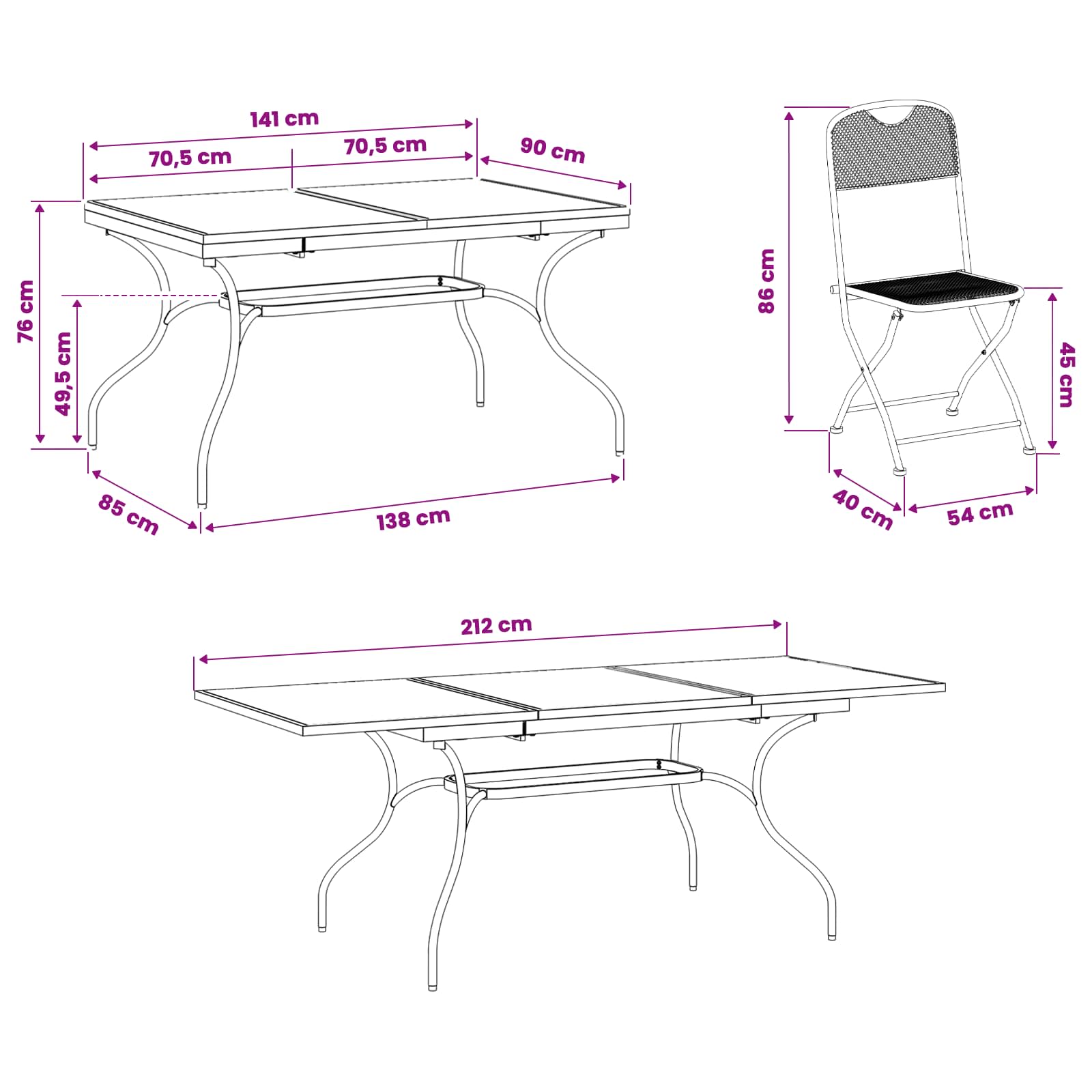 Conjunto de Comedor de Jardín 7 pcs Gris antracita