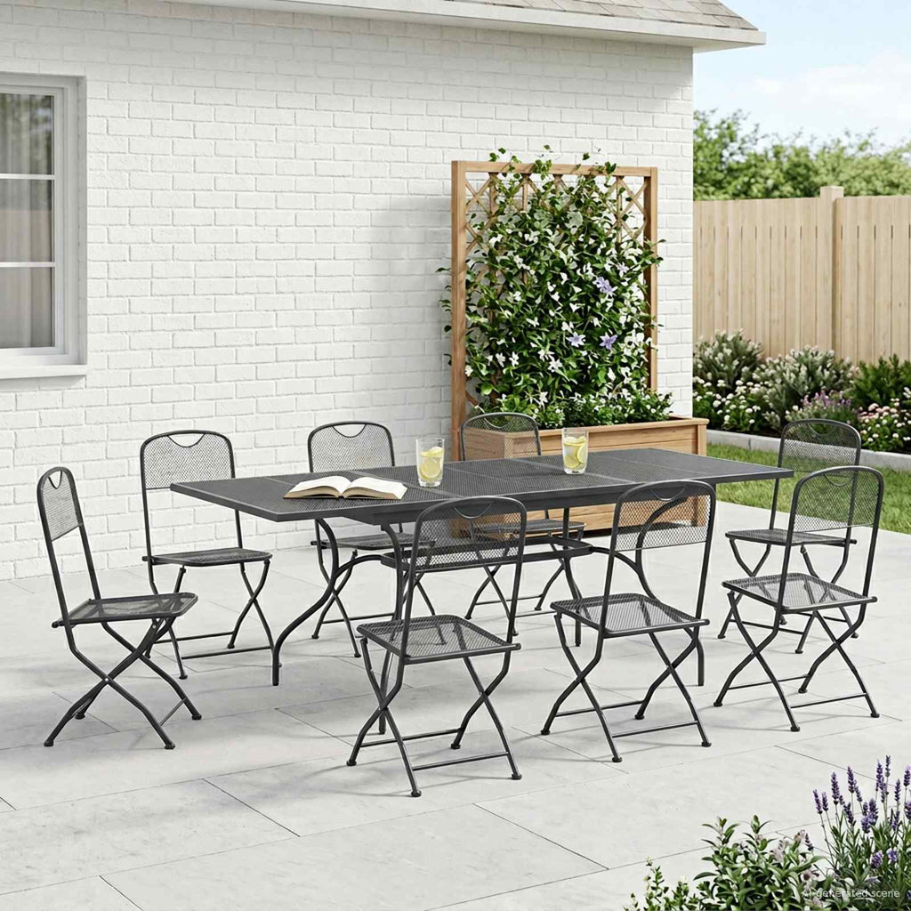 Conjunto de Comedor de Jardín 9 pcs Gris antracita