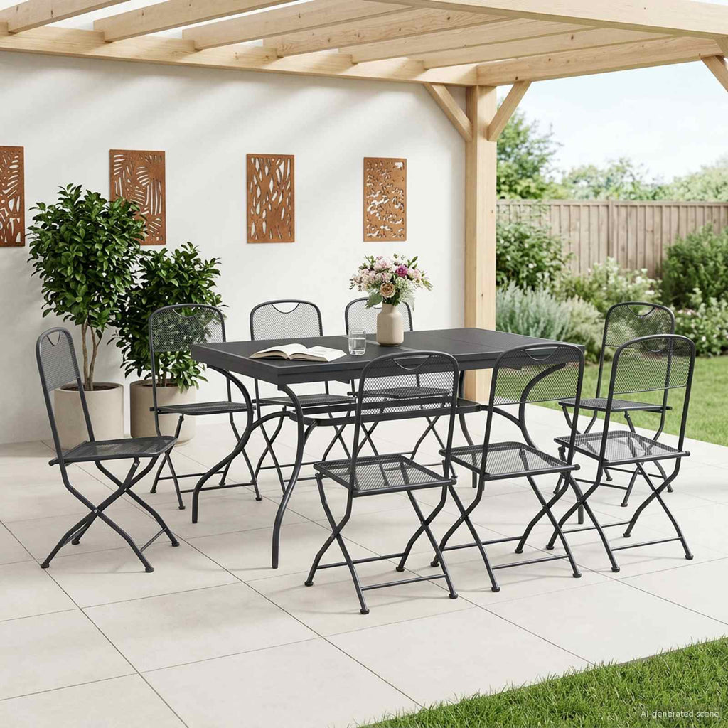 Conjunto de Comedor de Jardín 9 pcs Gris antracita
