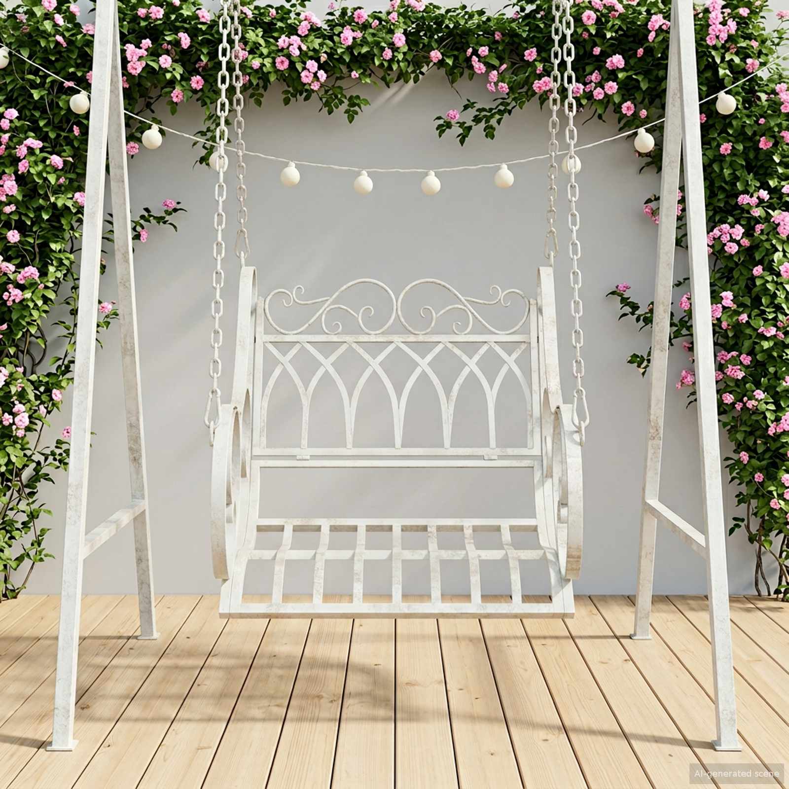 Banco Columpio Acero 105,5 x 61 x 56 cm Blanco antiguo