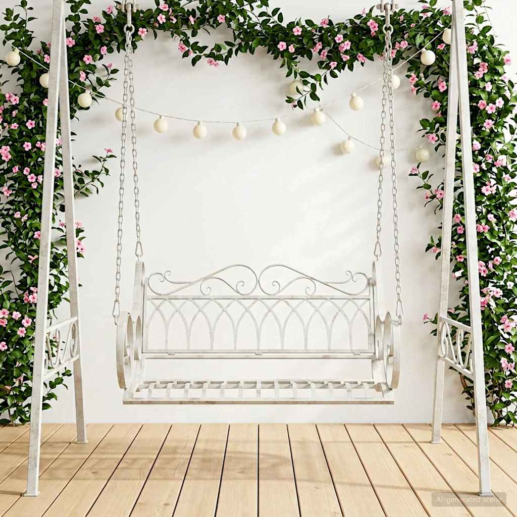 Banco Columpio Acero 105,5 x 61 x 56 cm Blanco antiguo