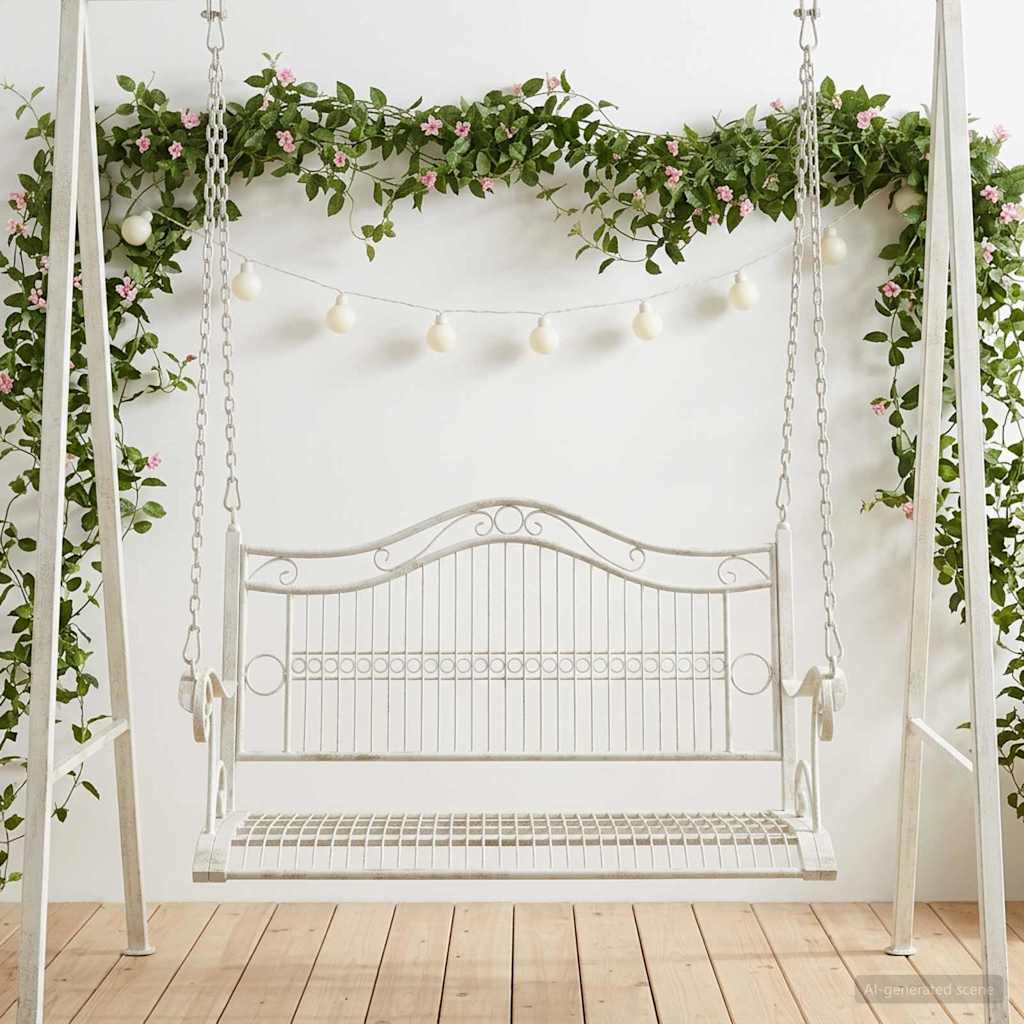 Banco Columpio Acero 105,5 x 61 x 56 cm Blanco antiguo