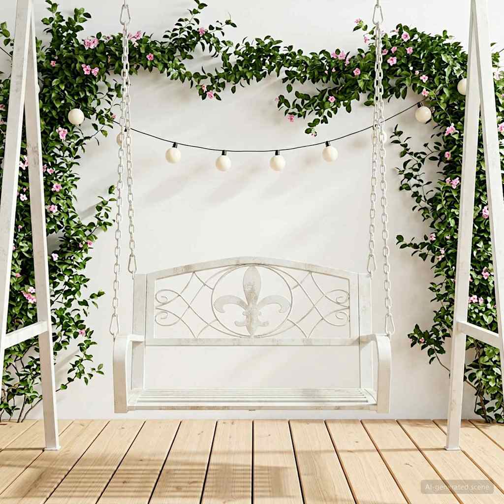 Banco Columpio Acero 105,5 x 61 x 56 cm Blanco antiguo