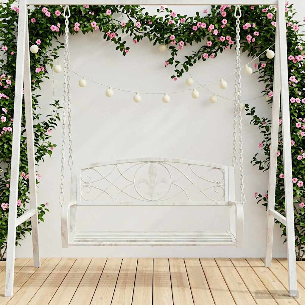 Banco Columpio Acero 105,5 x 61 x 56 cm Blanco antiguo