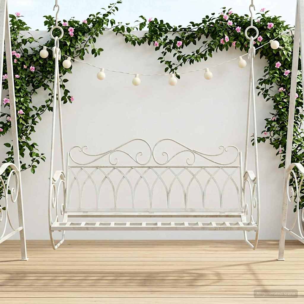 Banco Columpio Acero 105,5 x 61 x 56 cm Blanco antiguo