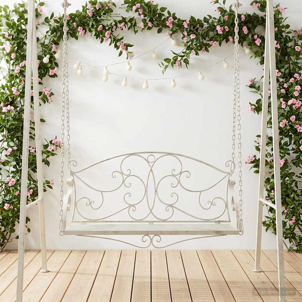 Banco Columpio Acero 105,5 x 61 x 56 cm Blanco antiguo