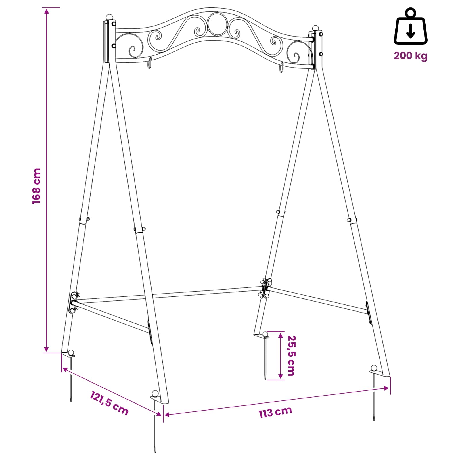 Estructura de columpio Blanco antiguo 113 x 121,5 x 168 cm