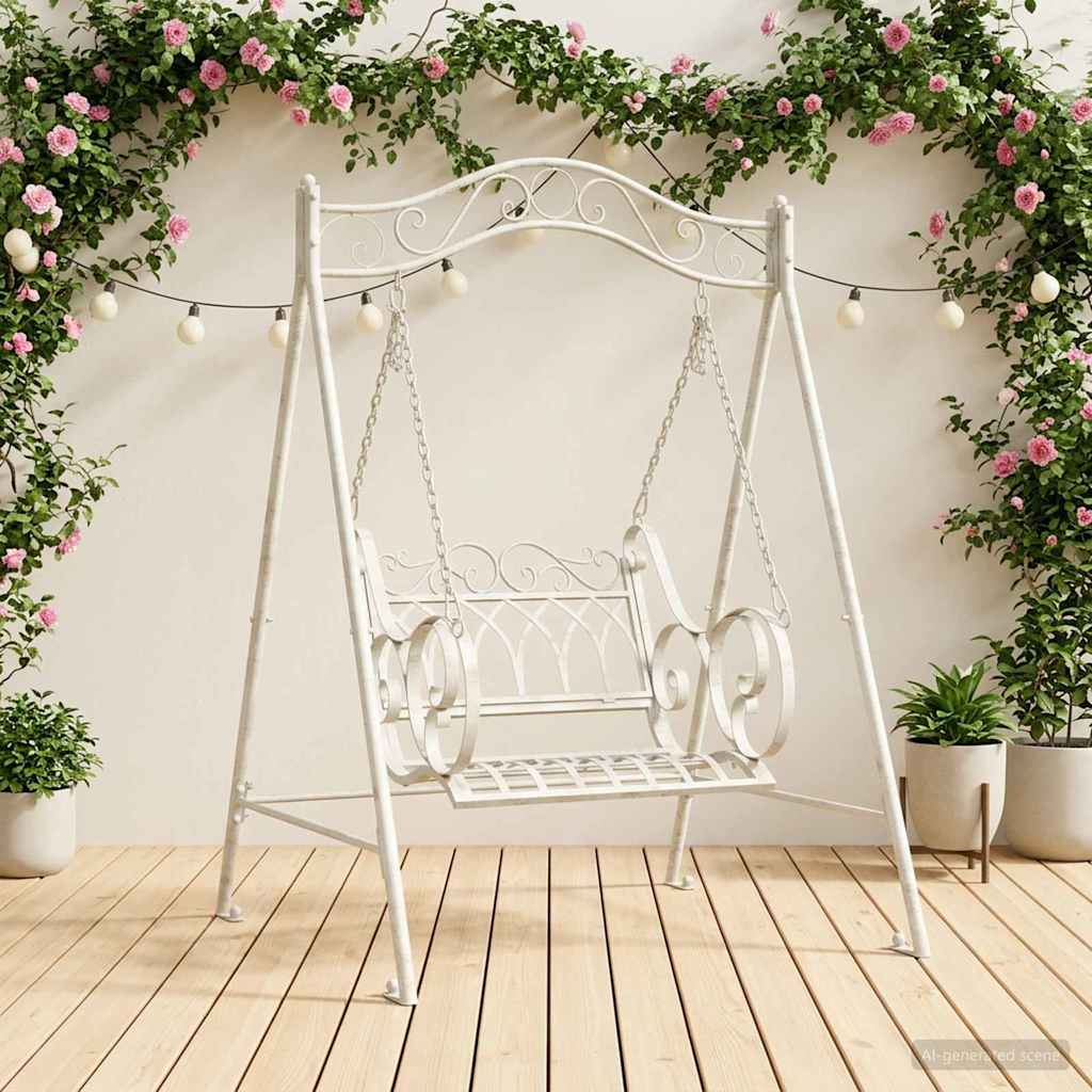 Banco Columpio Acero 113 x 121,5 x 168 cm Blanco antiguo