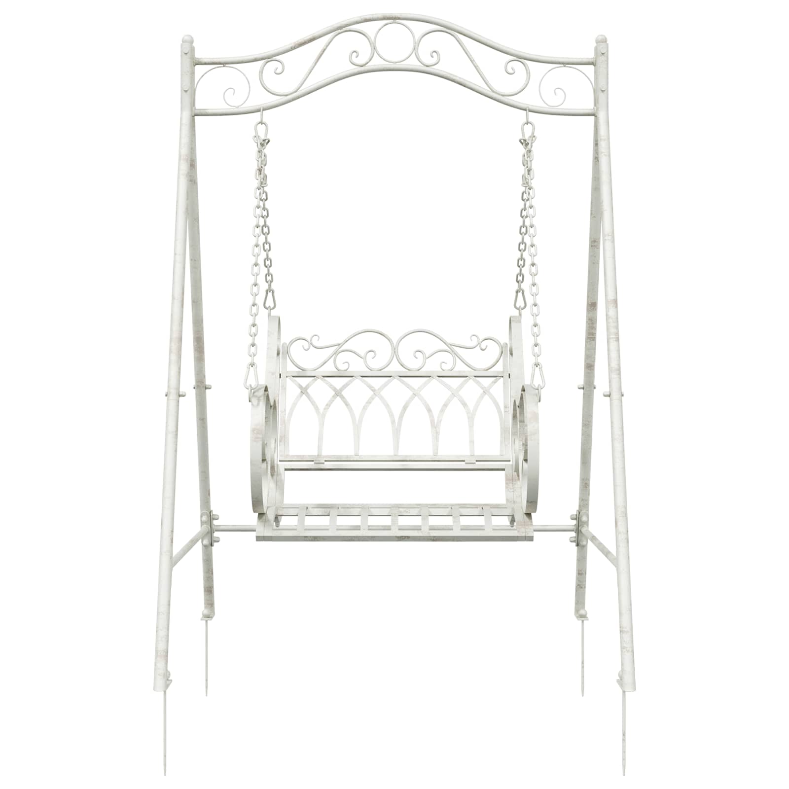 Banco Columpio Acero 113 x 121,5 x 168 cm Blanco antiguo