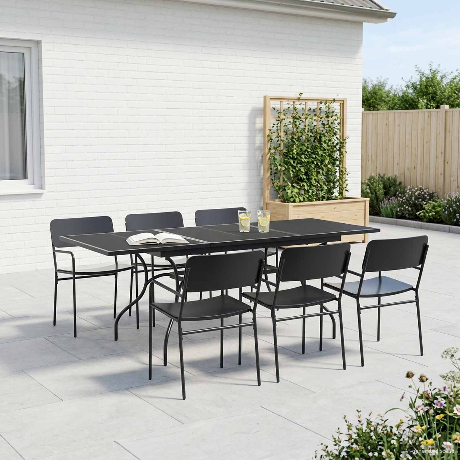 Mesa de Comedor de Malla Extensible Gris antracita Acero