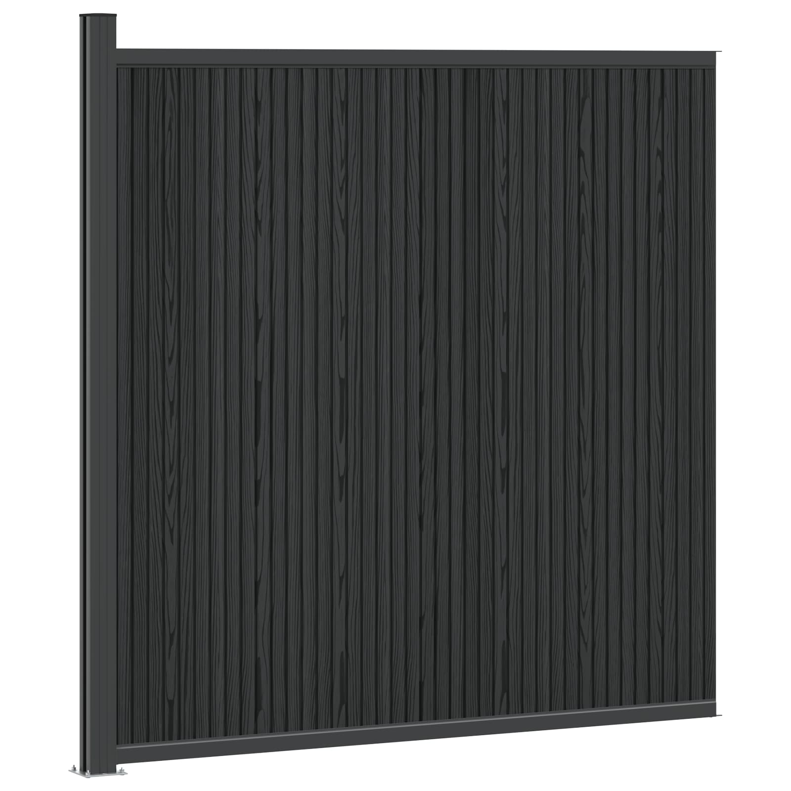 Panel de valla 10 pcs WPC y Aluminio Negro