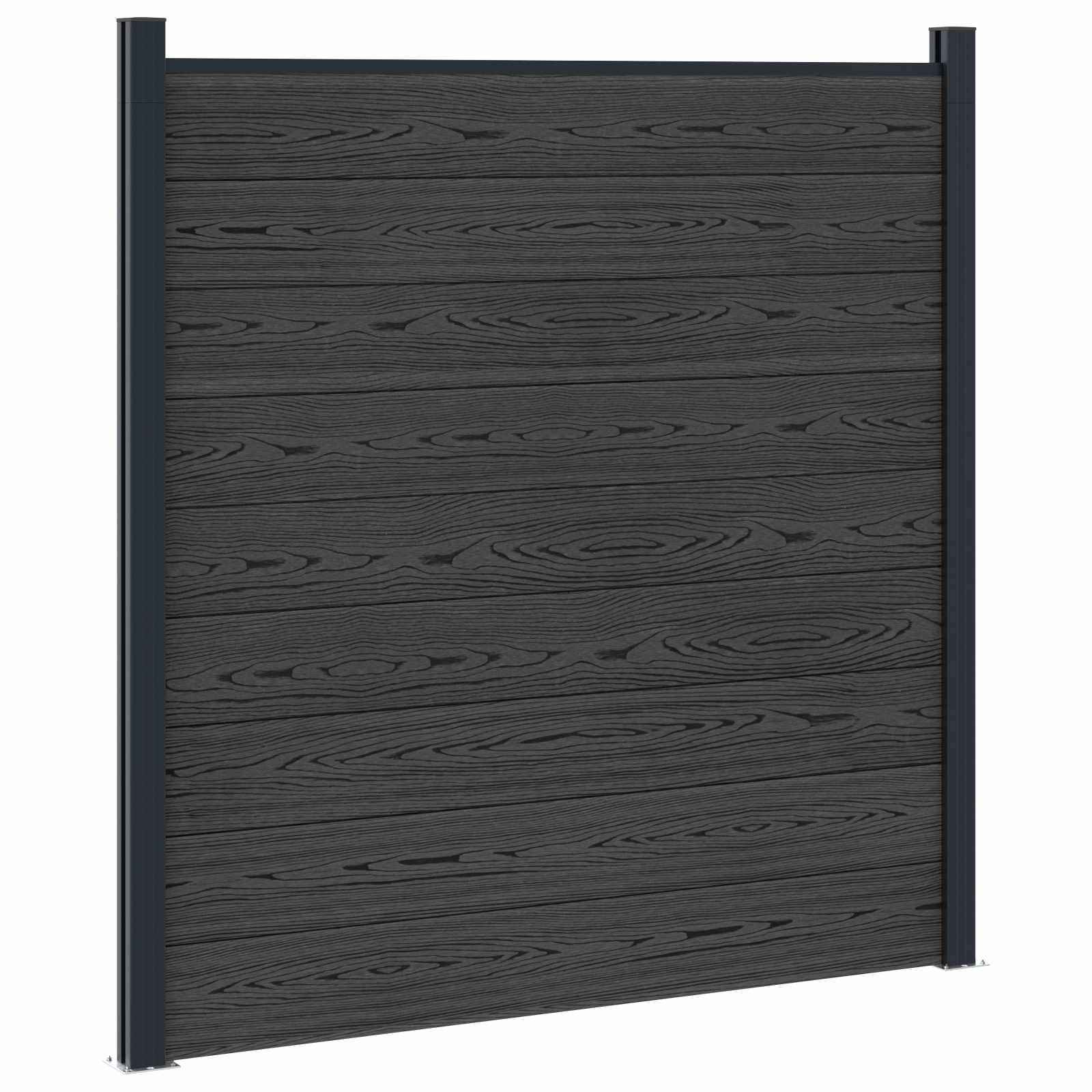 Panel de valla 10 pcs WPC y Aluminio Gris