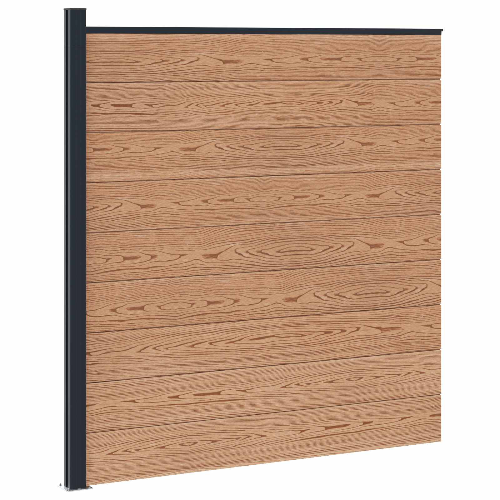 Panel de valla 10 pcs WPC y Aluminio Gris