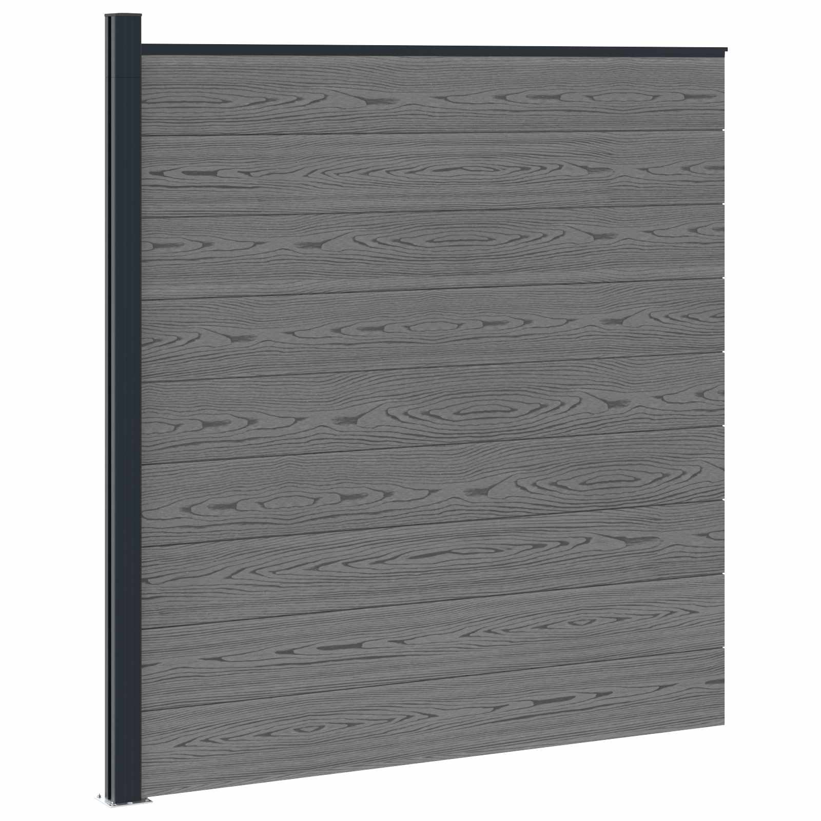 Panel de valla 10 pcs WPC y Aluminio Gris