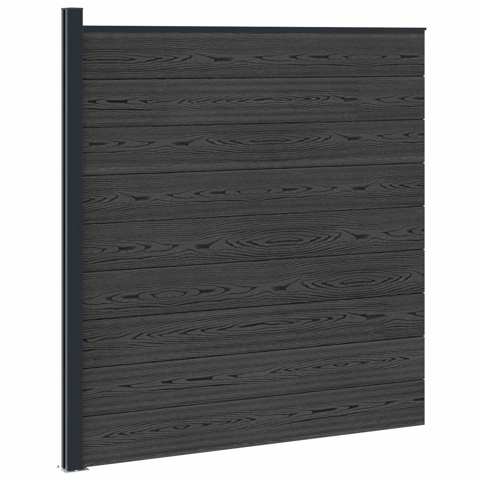 Panel de valla 10 pcs WPC y Aluminio Gris