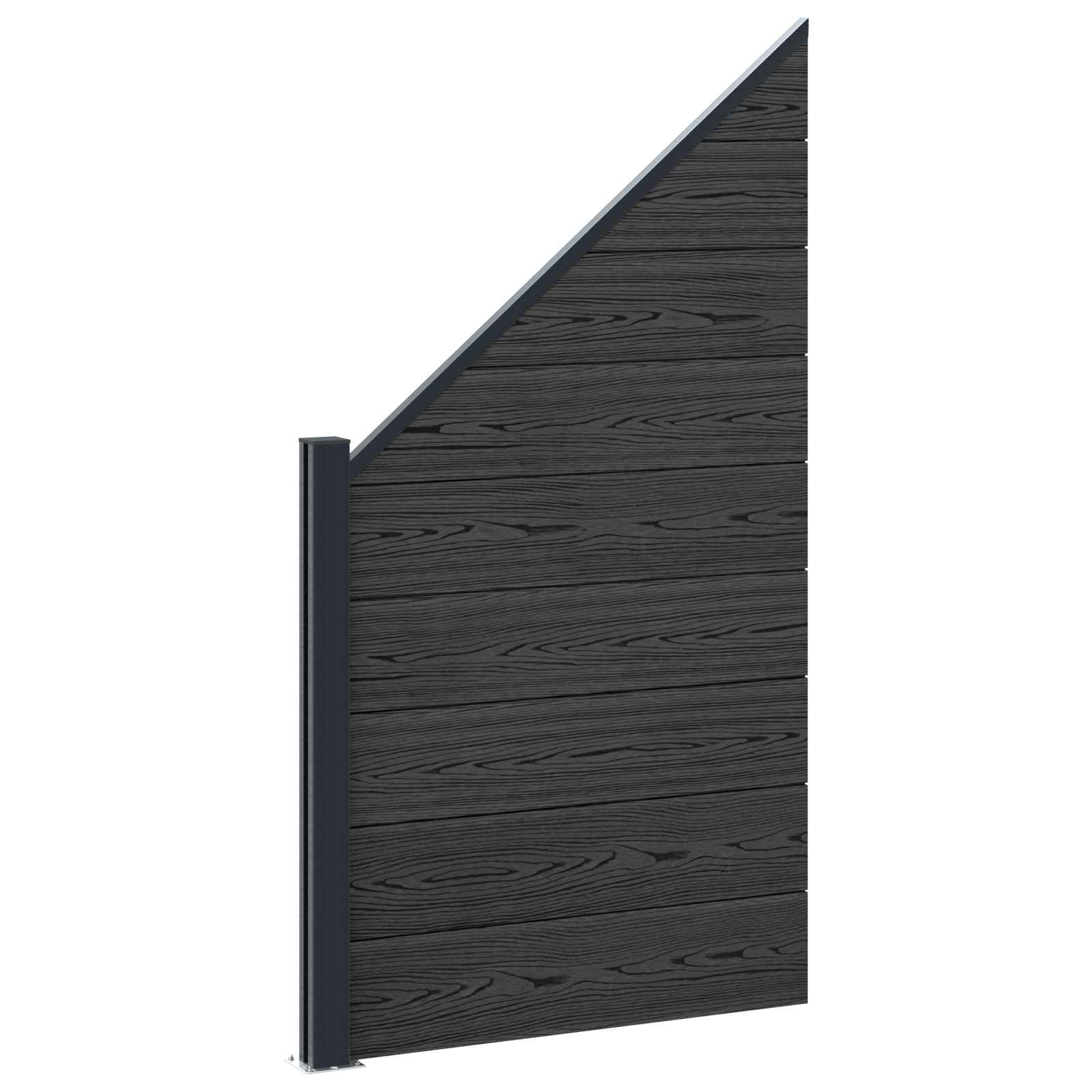 Panel de valla 10 pcs WPC y Aluminio Gris
