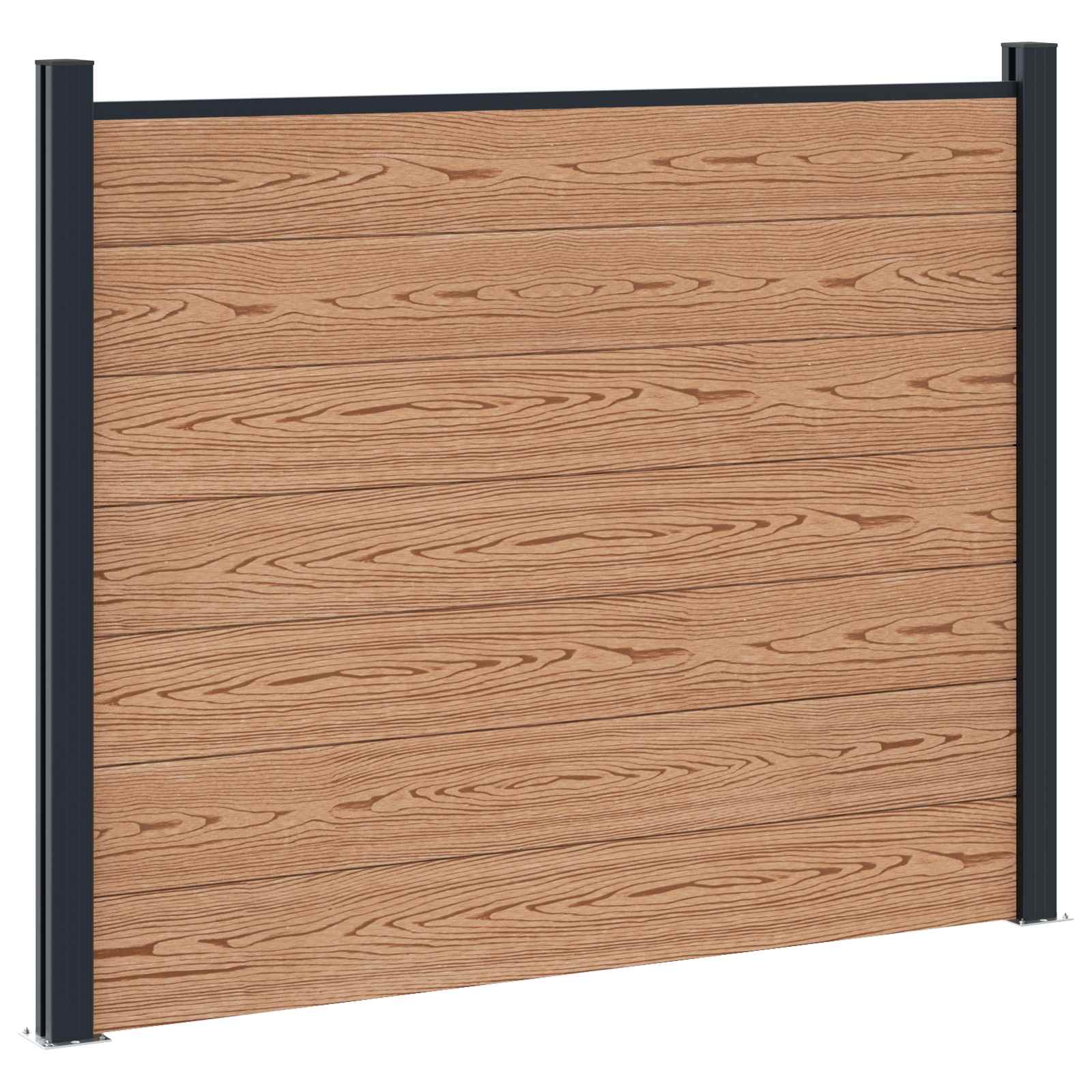 Panel de valla 10 pcs WPC y Aluminio Gris