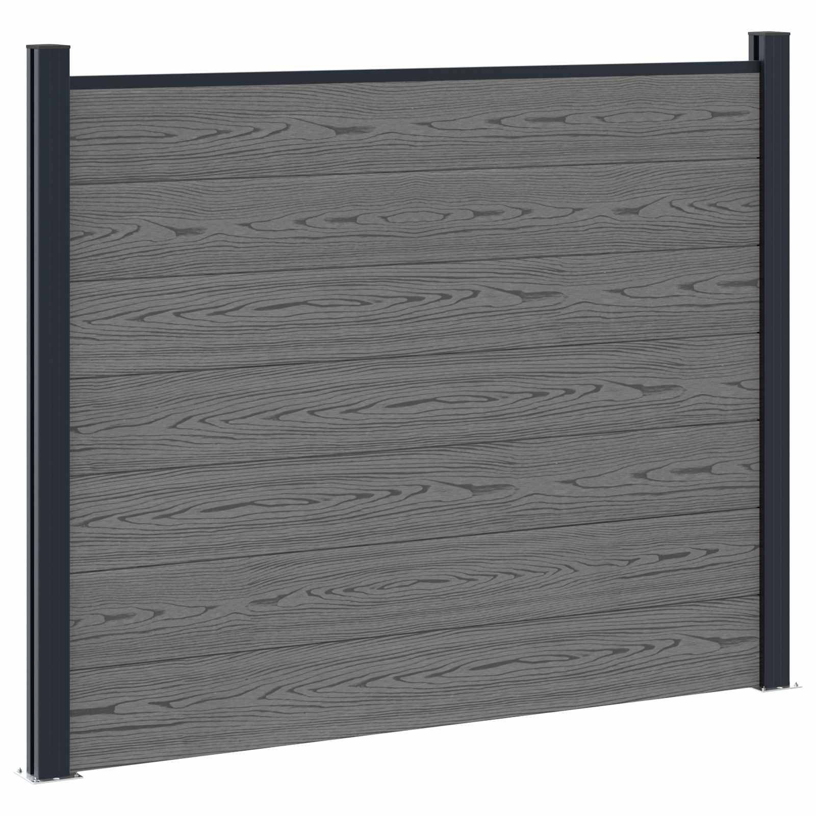 Panel de valla 10 pcs WPC y Aluminio Gris