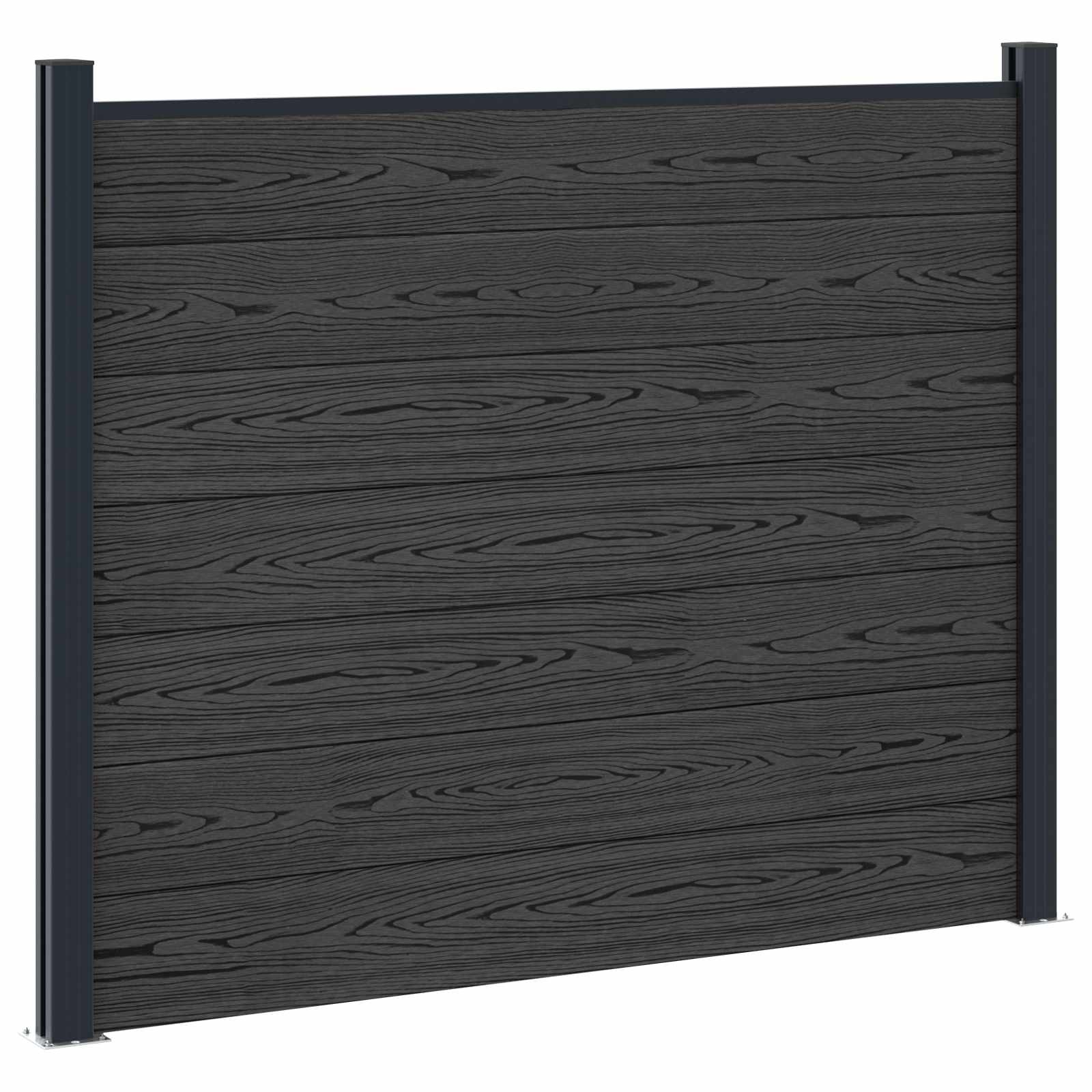 Panel de valla 10 pcs WPC y Aluminio Gris