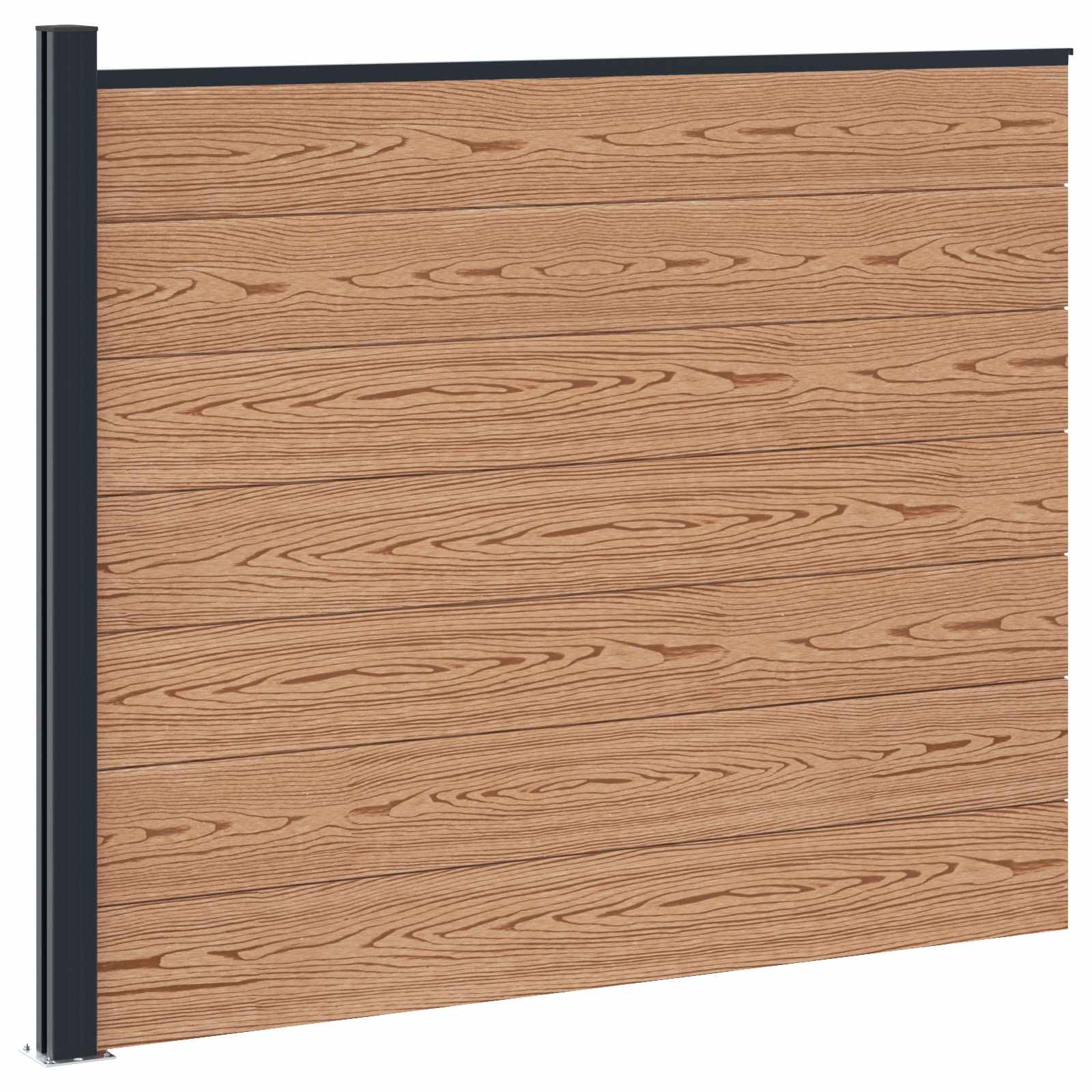Panel de valla 10 pcs WPC y Aluminio Gris