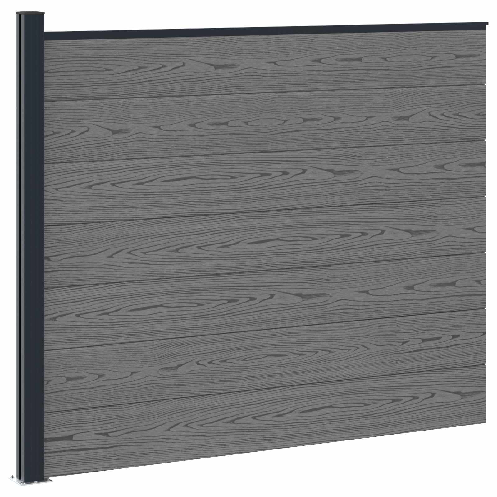 Panel de valla 10 pcs WPC y Aluminio Gris