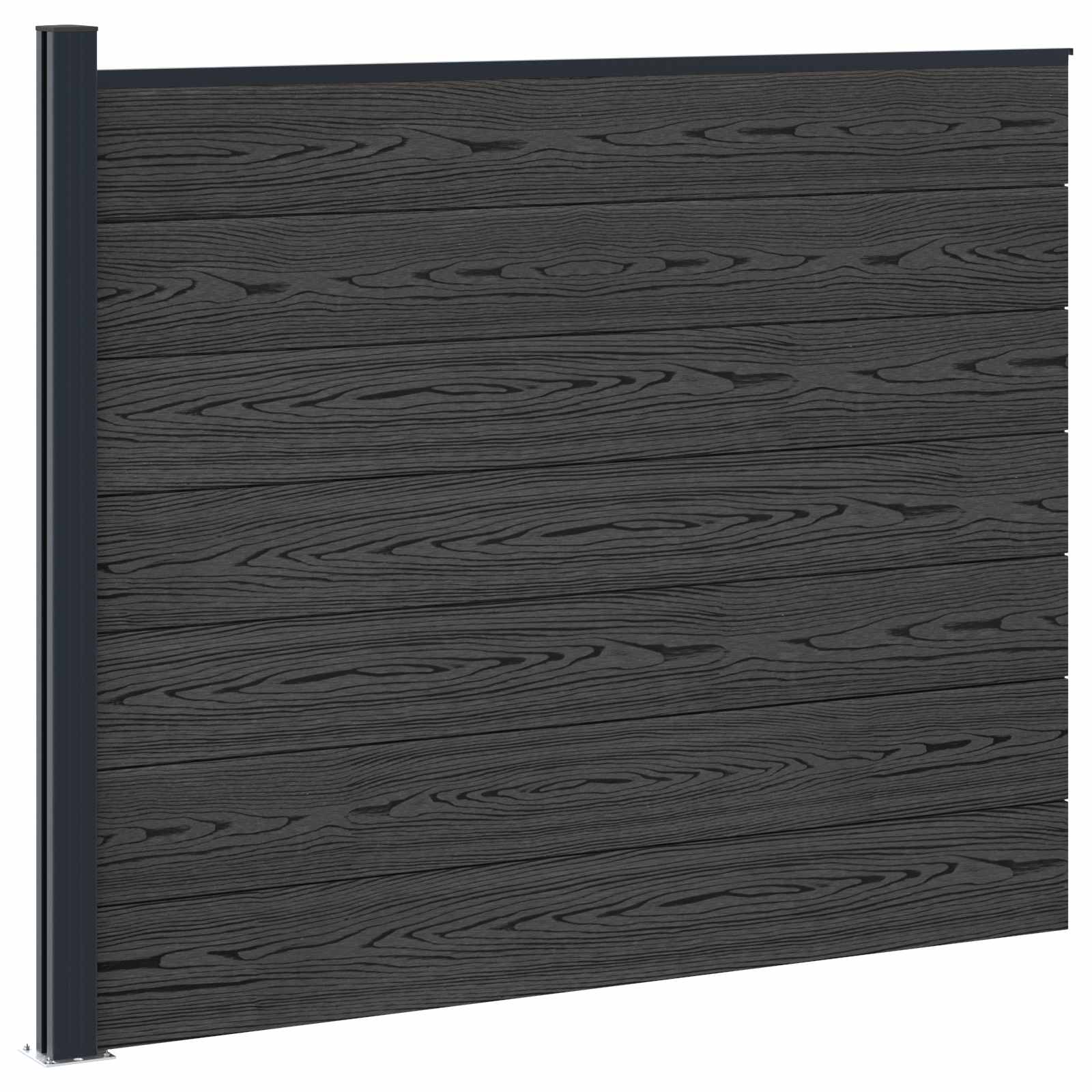 Panel de valla 10 pcs WPC y Aluminio Gris