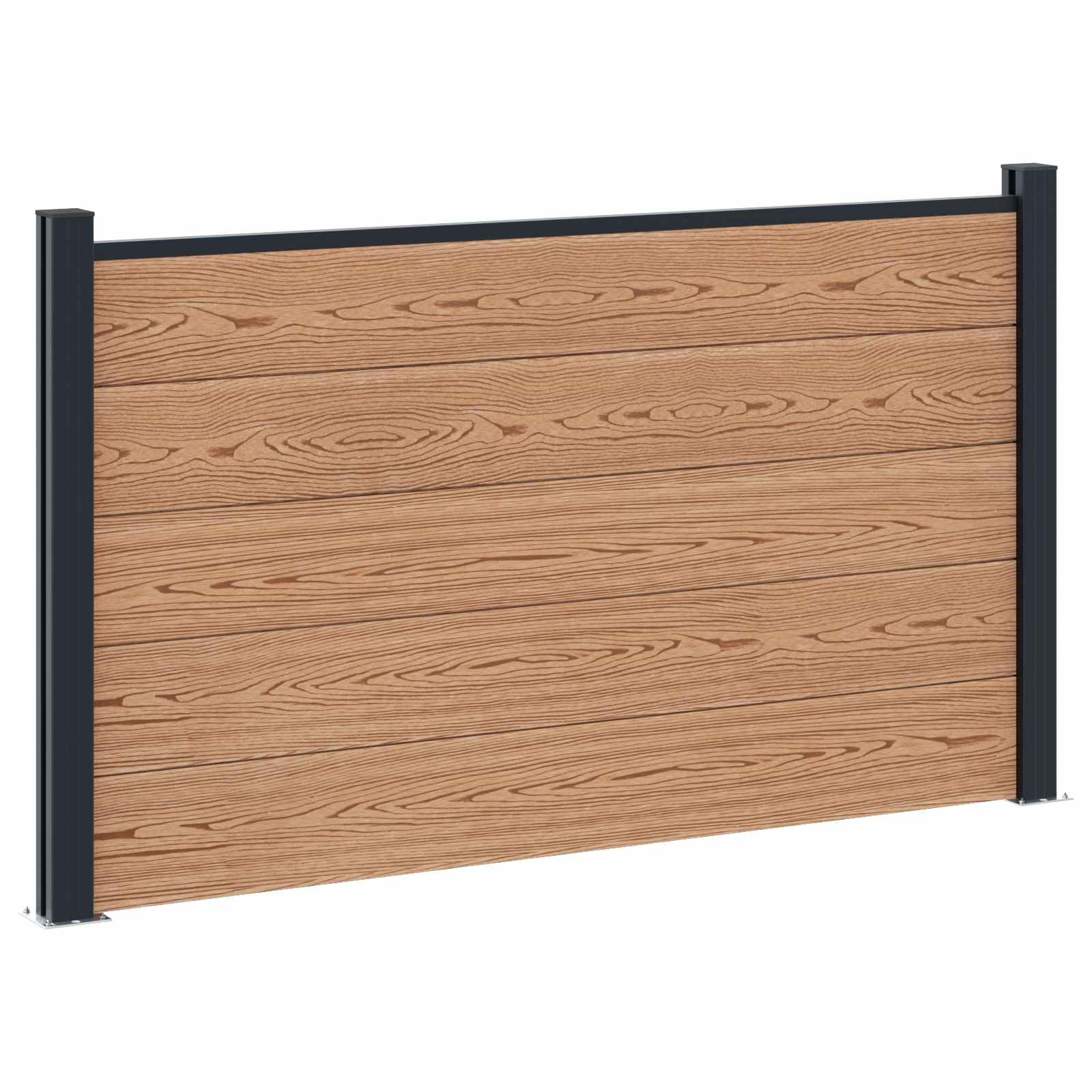 Panel de valla 10 pcs WPC y Aluminio Gris