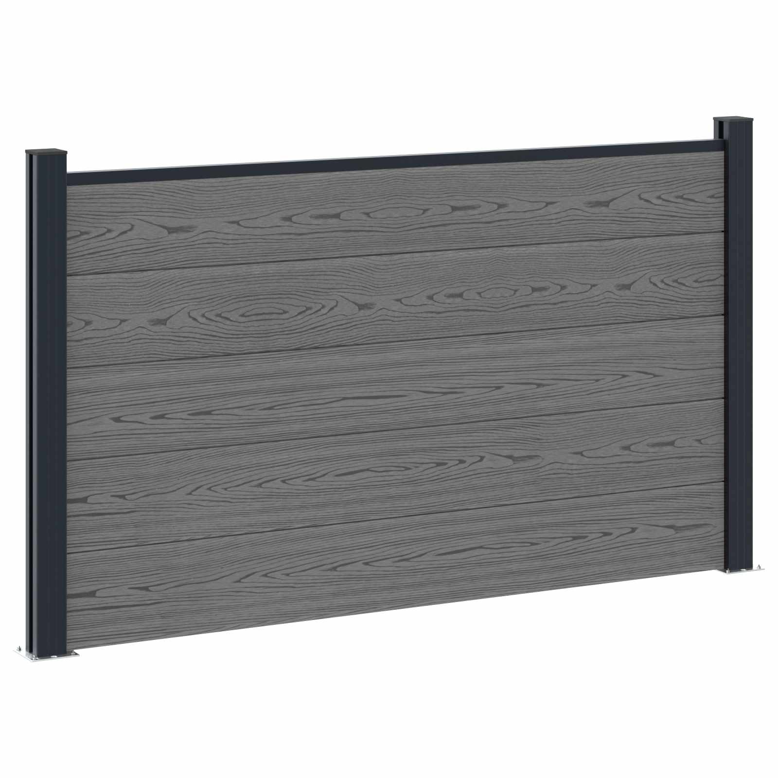 Panel de valla 10 pcs WPC y Aluminio Gris