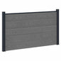 Panel de valla 10 pcs WPC y Aluminio Gris
